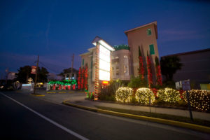 DeSoto hotel with Christmas lights